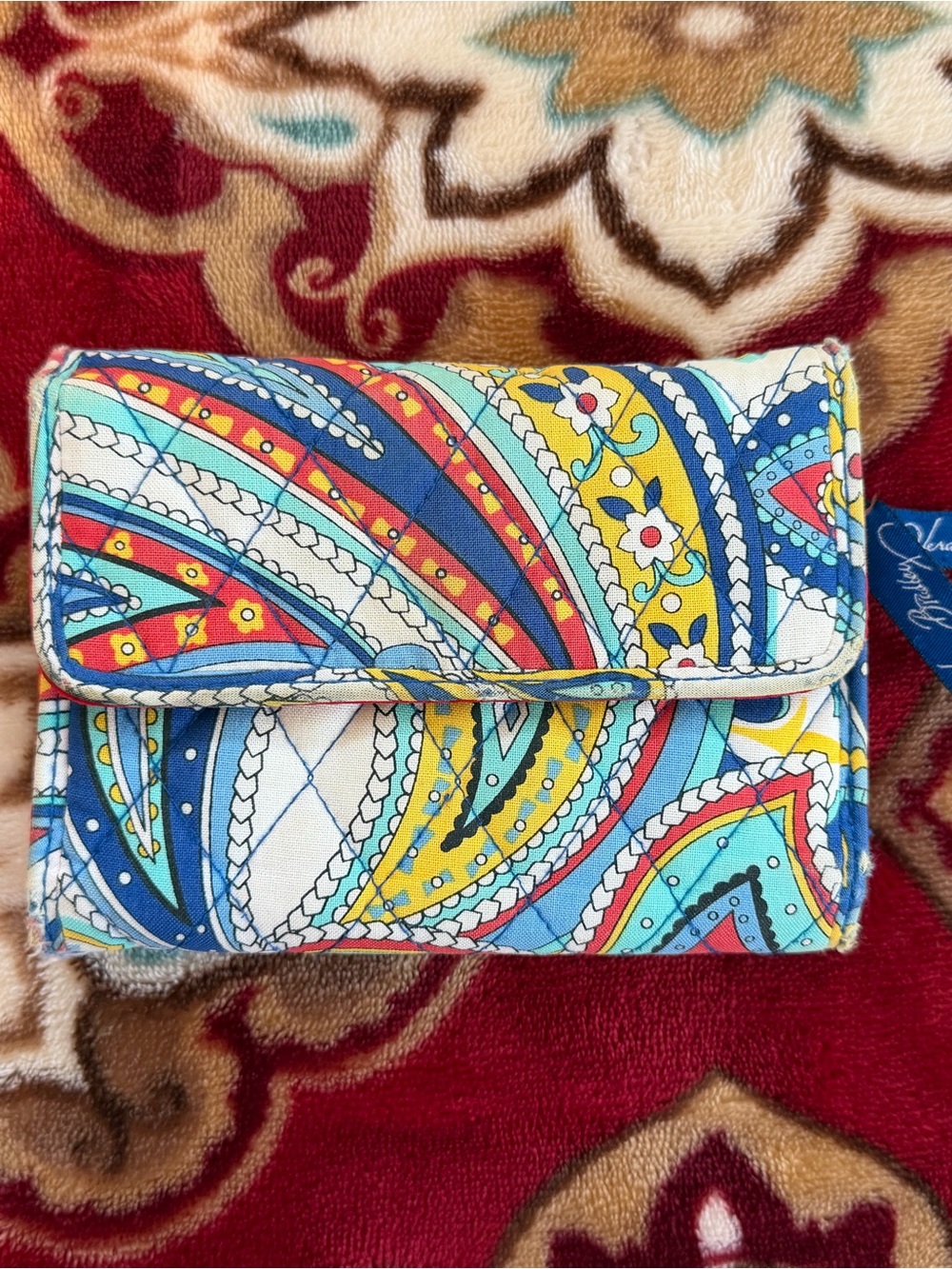 Vera Bradley Quilted Wallet Paisley Print Snap Zip Coin Pocket